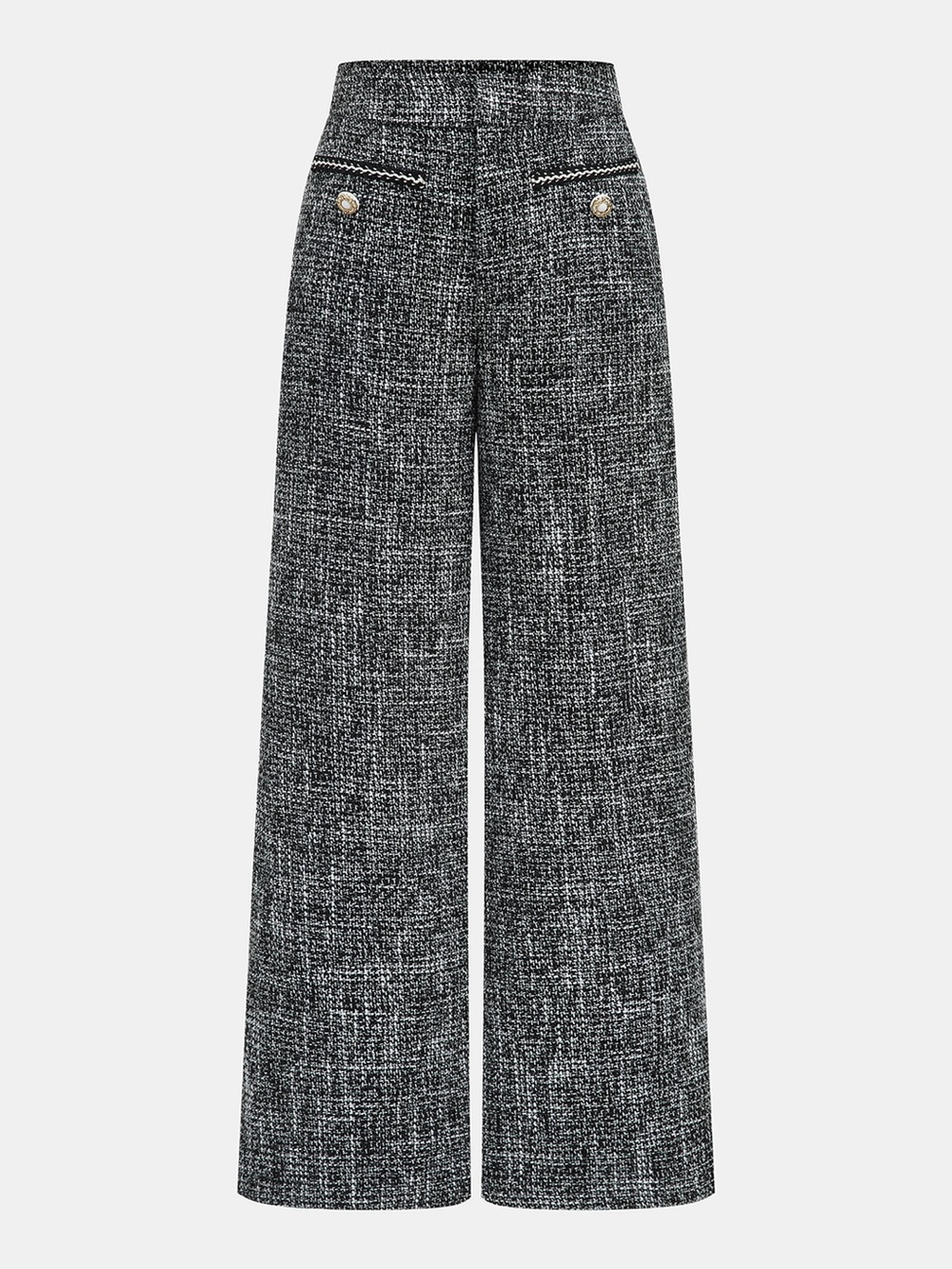 Commense Mid-Waist Tweed Wide-Leg Pants size Large. New with tag